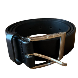 Danier Black Genuine Italian leather belt with silver toned buckle Size 34
